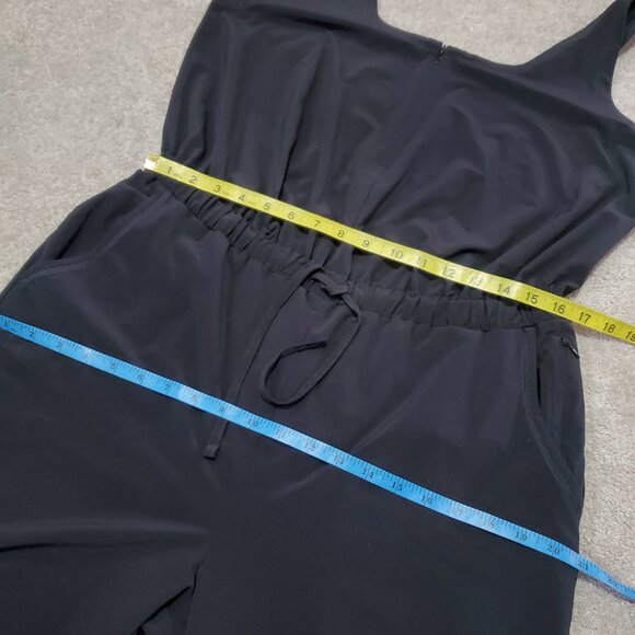 PRANA Railay Jumpsuit Tie Waist Zip Neck Stretch Relaxed Fit Black Women's Large - Picture 14 of 16